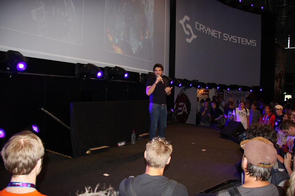 Crytek co-founder Cevat Yerli speaking at Gamescom 2009