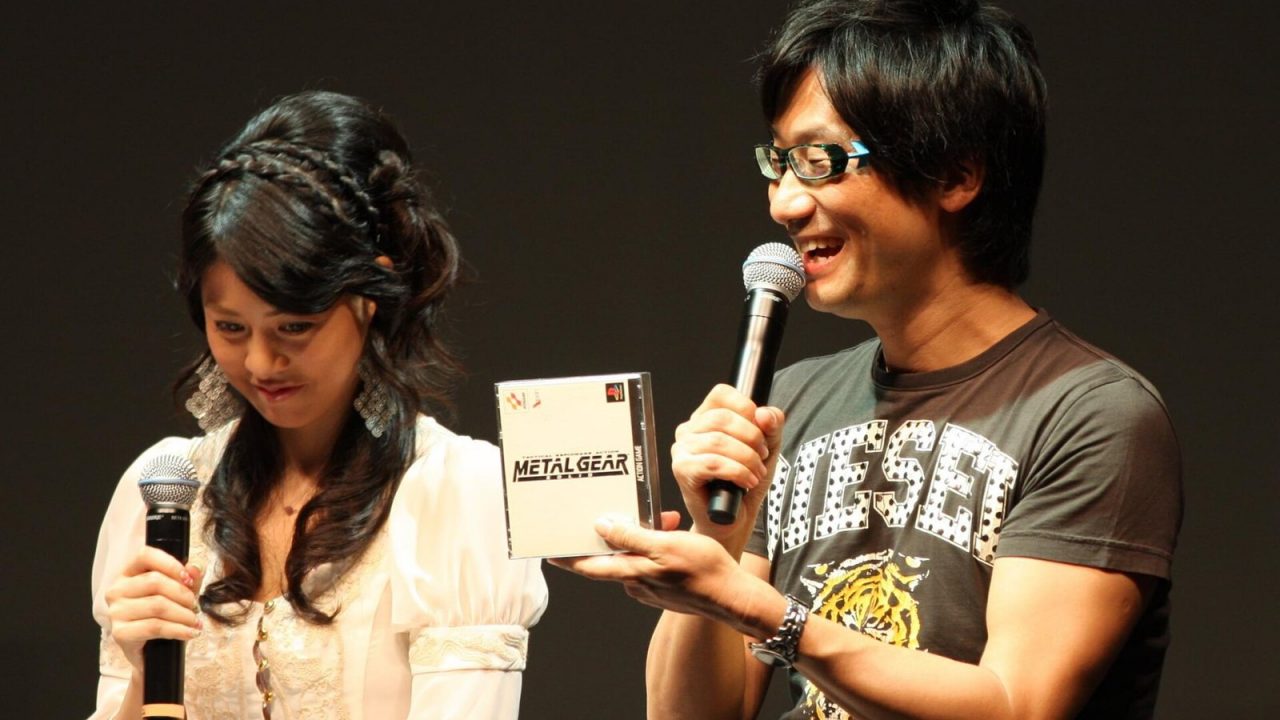 Hideo Kojima on stage presenting Metal Gear to an audience
